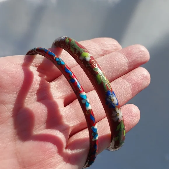 Colorful Cloisonné Bangle Set - Picture 2 of 16